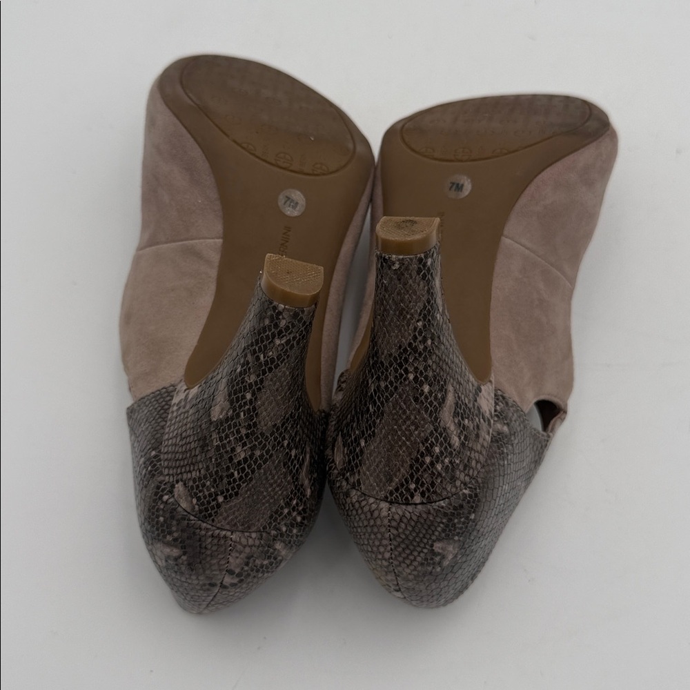 Giani Bernini  Taupe Suede animal print Women 7M Heels Mary Jane office Y2K goth - Picture 11 of 15